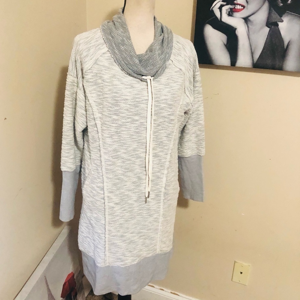 Doe & Rae Raw Edge Pullover Cowl Neck Sweater